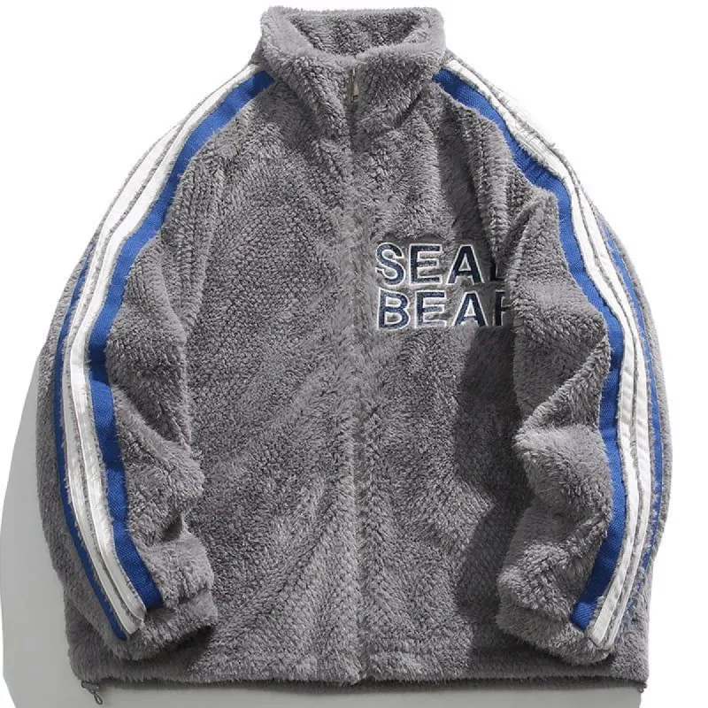 Sherpa Winter Coat Jacket Side Stripes sold by Yugen Theory
