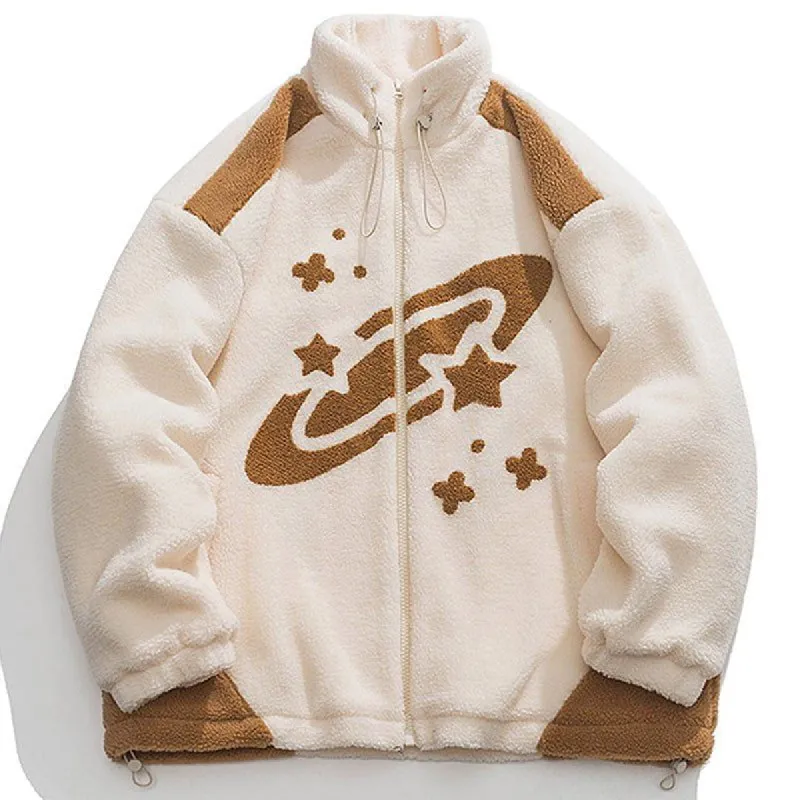 Casual Lamb Wool Winter Coat Flocked Star sold by Yugen Theory