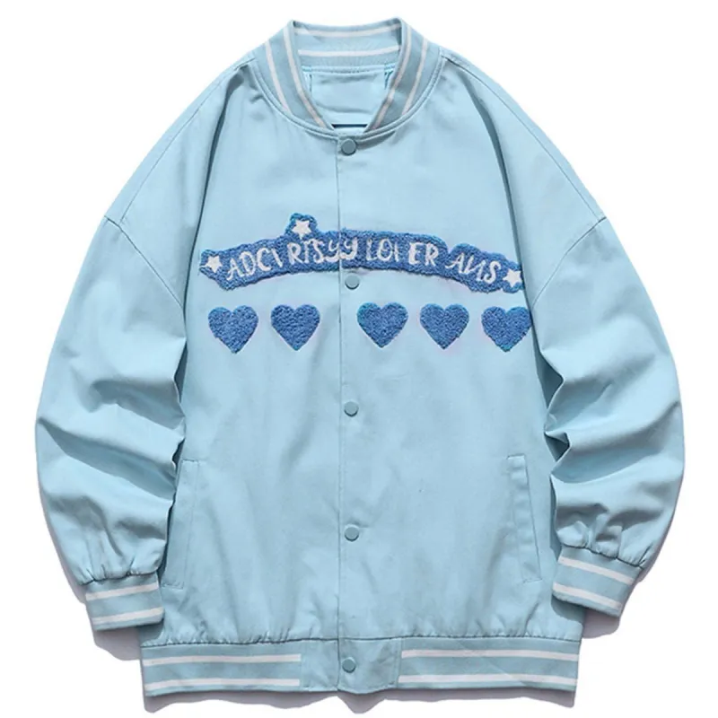Letter Love Flocking Varsity Jacket sold by Yugen Theory