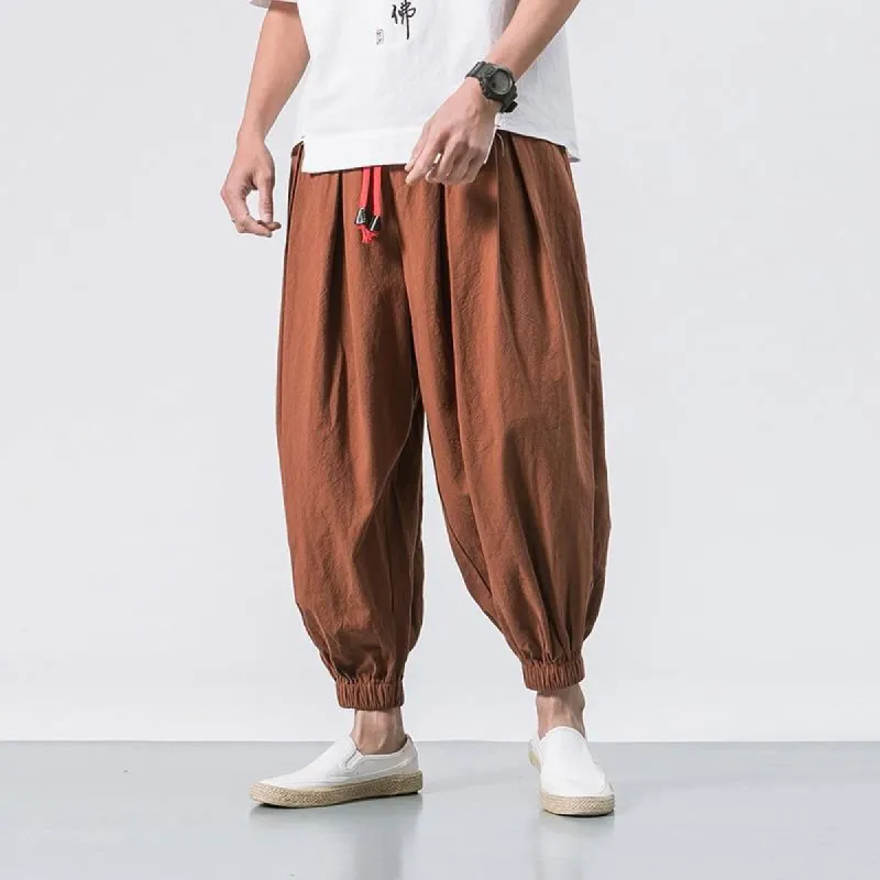 Brown Japanese Joggers Japanese Pants sold by Yugen Theory