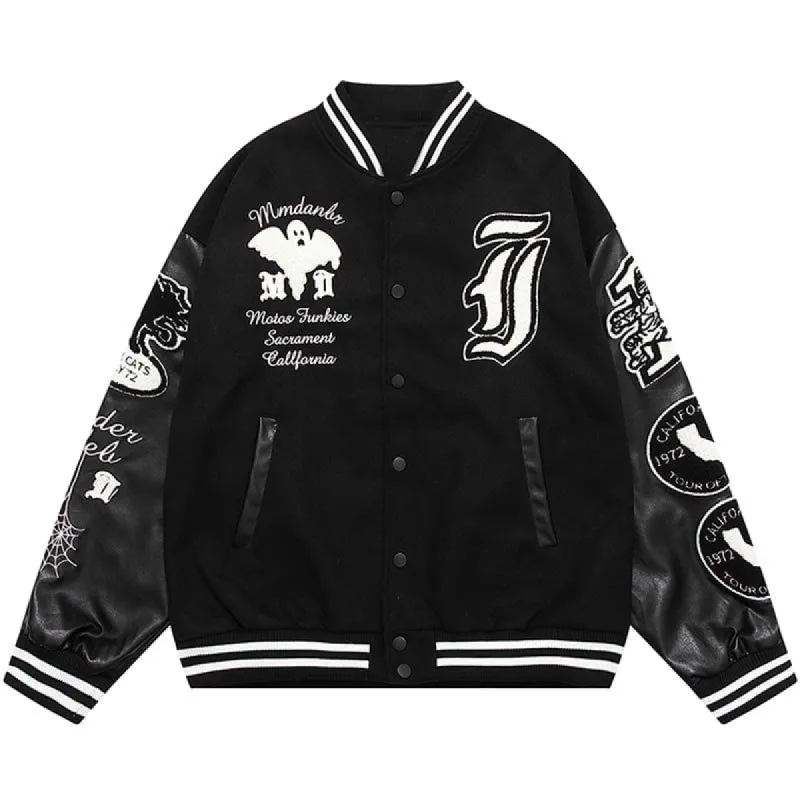 Warm Varsity Jacket Flocked Ghost sold by Yugen Theory