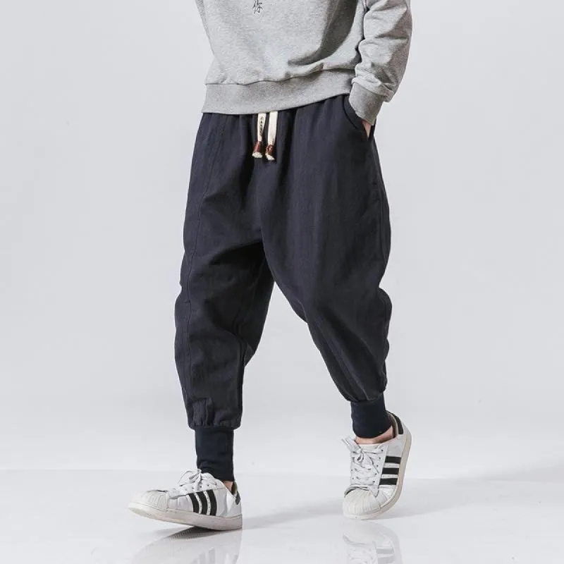 Dark Blue Harem Tight End Japanese Pants sold by Yugen Theory