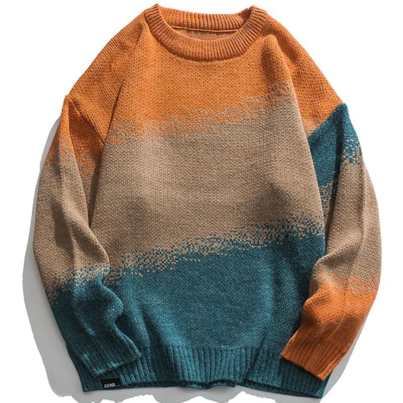 Vintage Knitted Sweater Color Block sold by Yugen Theory