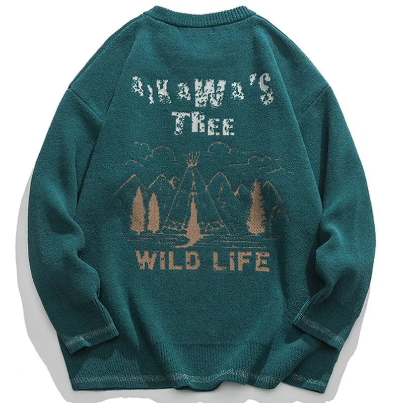 Casual Jacquard Sweater Wild Life sold by Yugen Theory