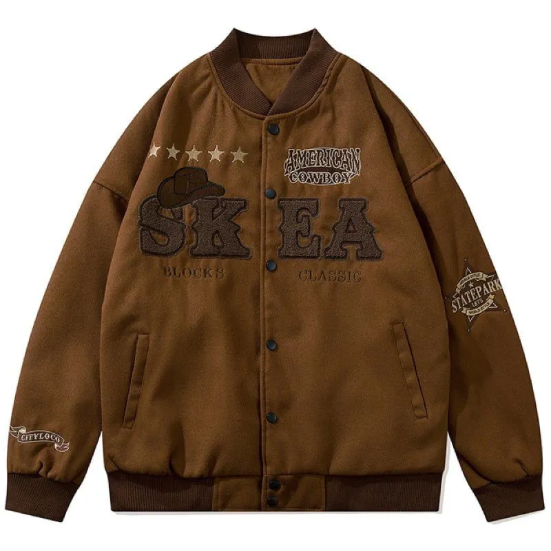 Retro Varsity Jacket Flocked SK EA sold by Yugen Theory