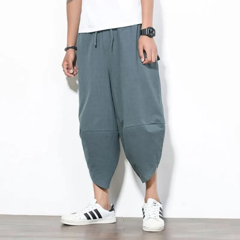 Solid Grey Capri Cropped Japanese Pants sold by Yugen Theory