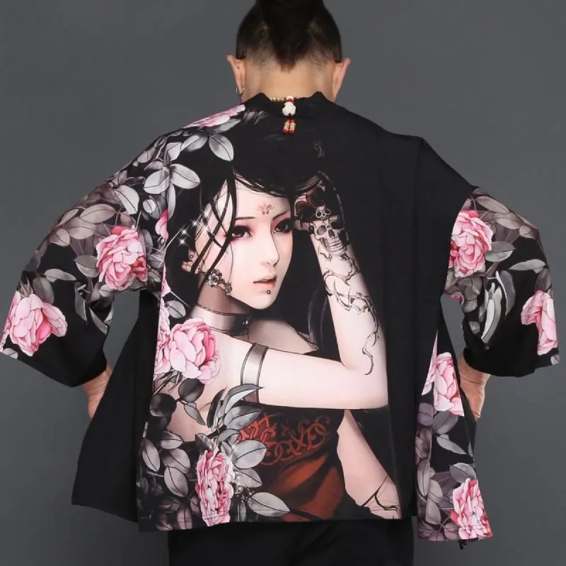 Floral Geisha Kimono Cardigan Shirt sold by Yugen Theory