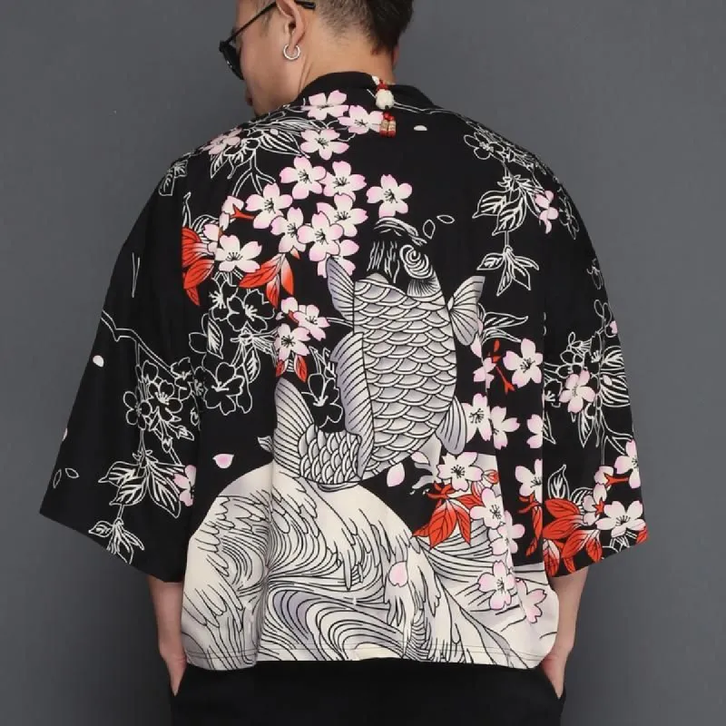 Koi Carp Kimono Cardigan Shirt sold by Yugen Theory