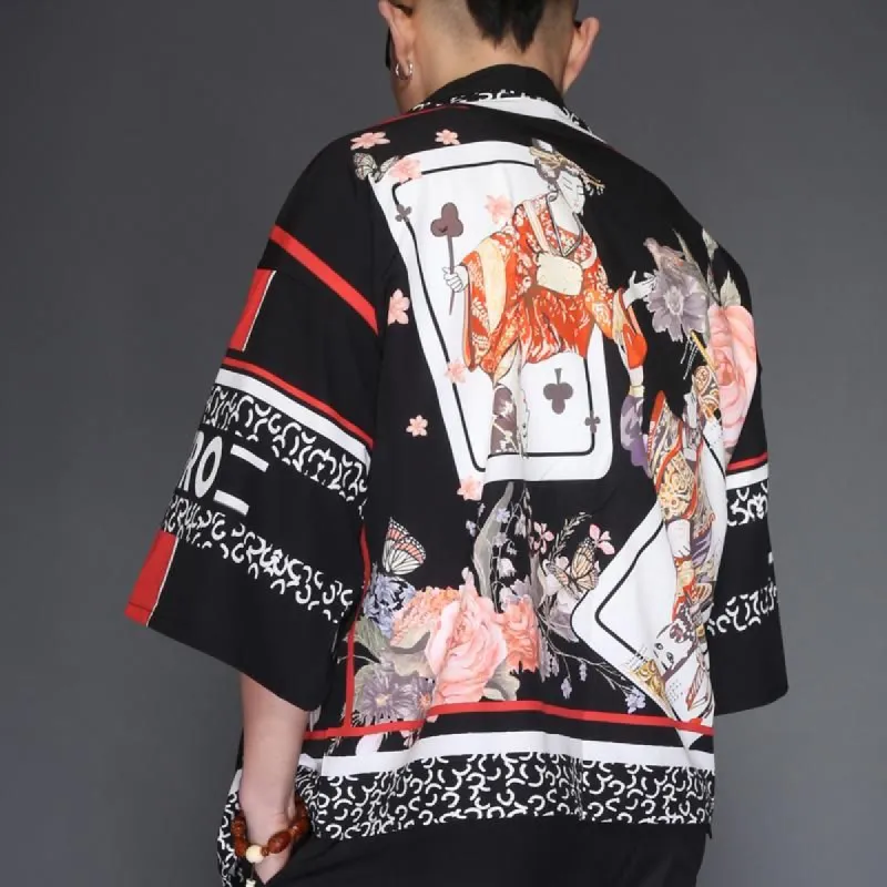 Cards Kimono Cardigan Shirt sold by Yugen Theory