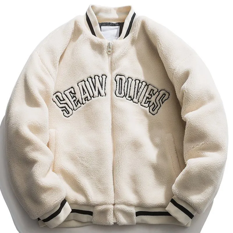 Warm Sherpa Winter Coat Embroidery 94 sold by Yugen Theory