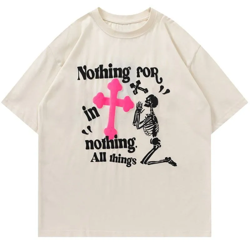 Oversize T-shirt Prayer Skeleton sold by Yugen Theory