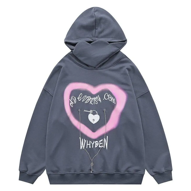 Cute Hoodie Pink Heart Print sold by Yugen Theory