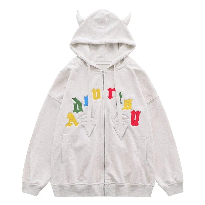 Zipper Hoodie Devil Horns sold by Yugen Theory