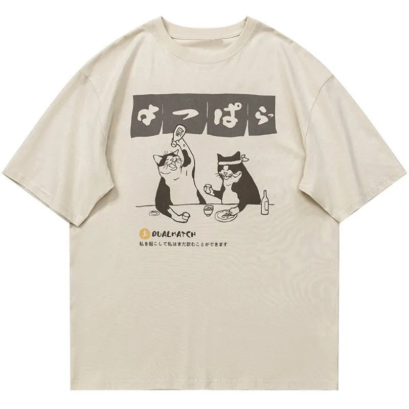 Harajuku T-shirt Japanese Cats sold by Yugen Theory