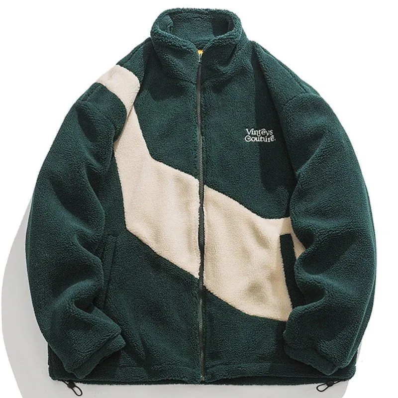 Cozy Sherpa Winter Coat Color Block sold by Yugen Theory