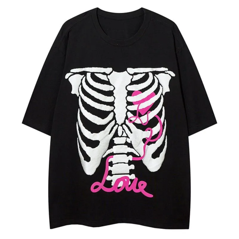 Oversize T-shirt Skeleton Print sold by Yugen Theory