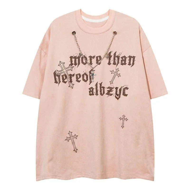 Suede T-shirt Gothic Letter sold by Yugen Theory