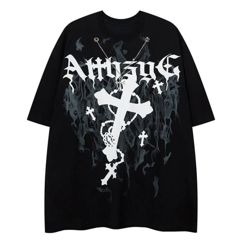 Retro T-shirt Cross Printing sold by Yugen Theory