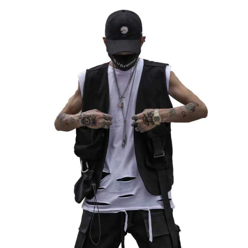 Asymmetric Pocket Vest Jacket sold by Yugen Theory