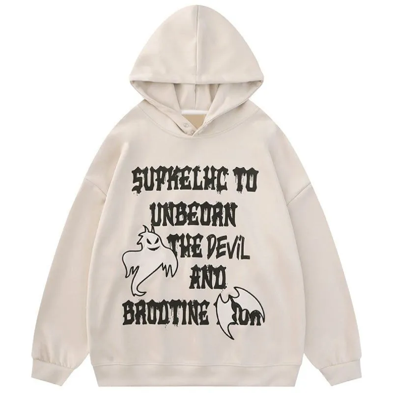 Suede Hoodie Embroidery Devil sold by Yugen Theory