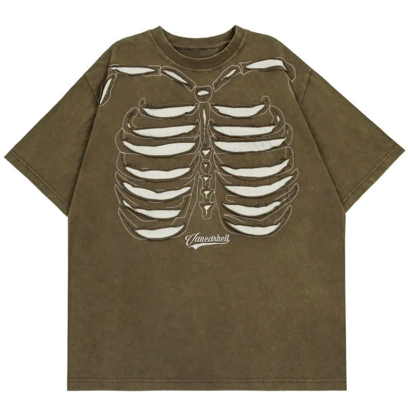 Distressed Wash T-shirt Skeleton sold by Yugen Theory