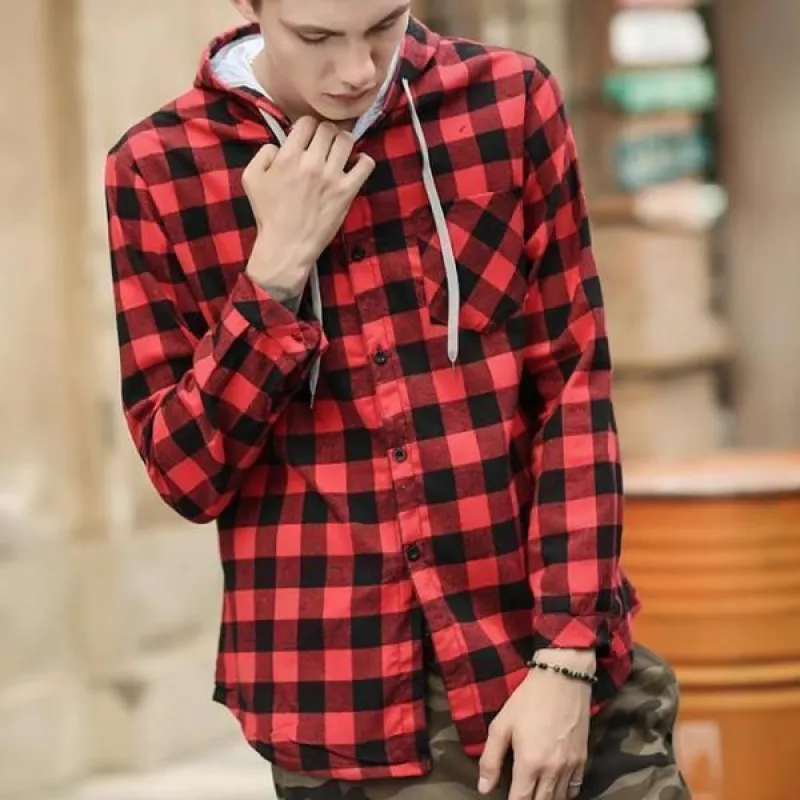 Plaid hooded shirt sold by Yugen Theory