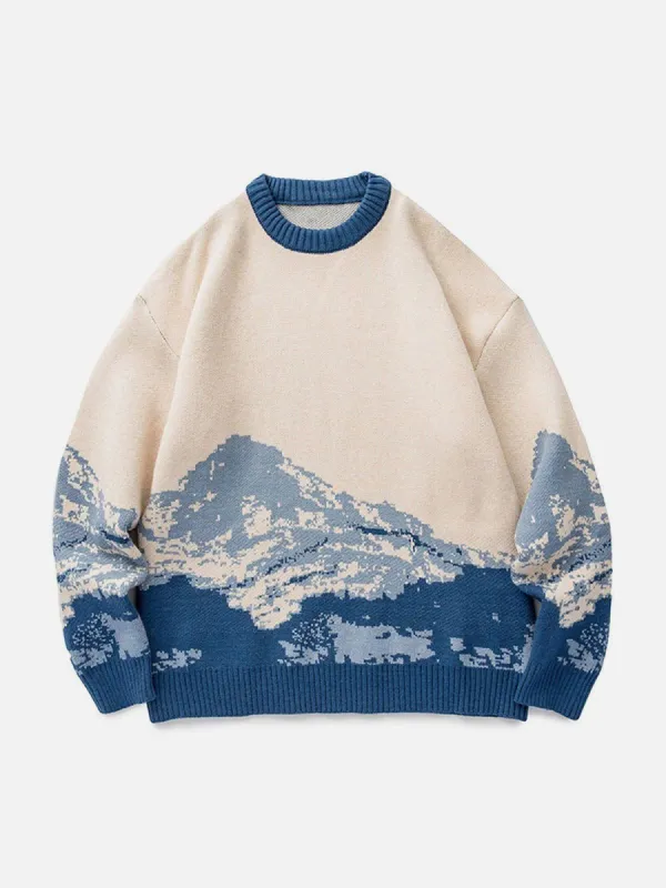 Snow Mountain Gradient Knit Sweater sold by Yugen Theory
