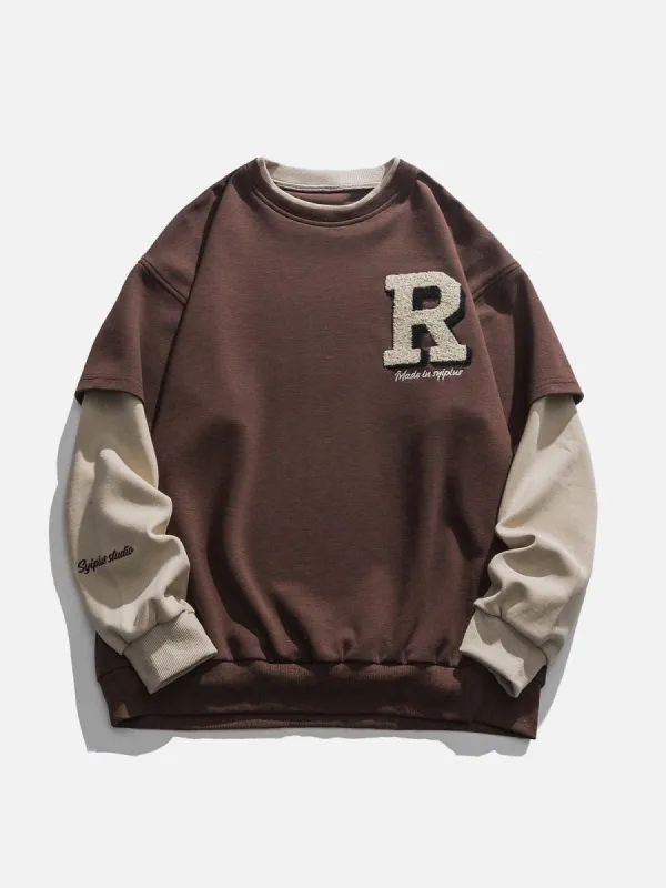 Flocked Letter Panel Sweatshirt sold by Yugen Theory