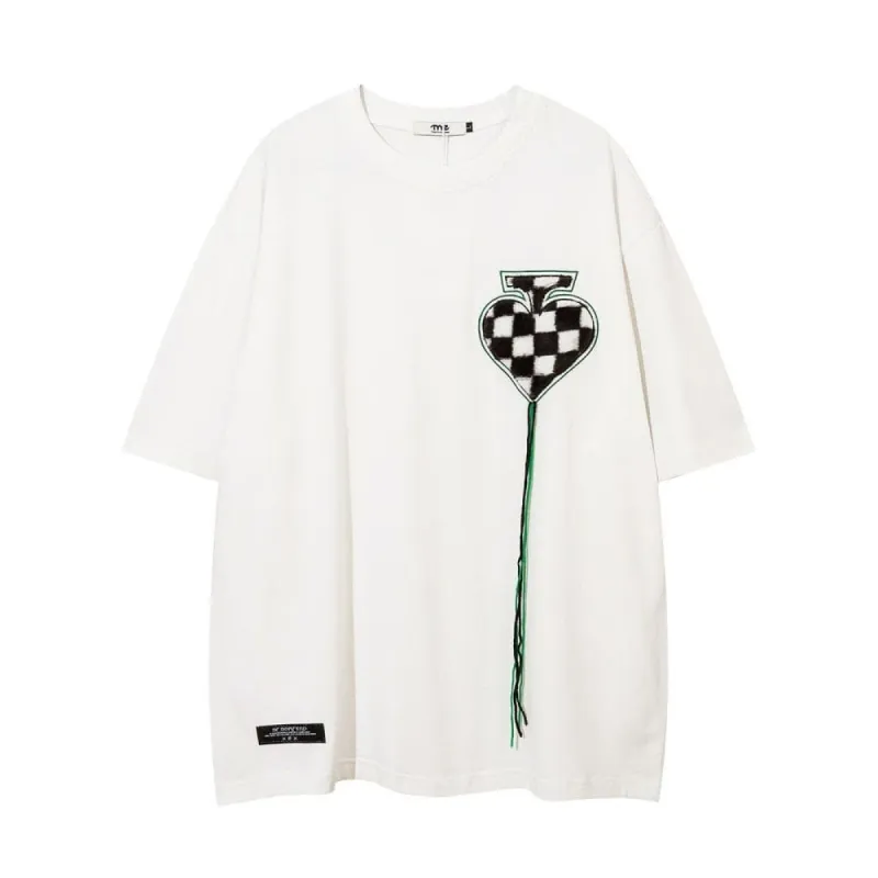 Checked Spade Embroidered T-Shirt sold by Yugen Theory
