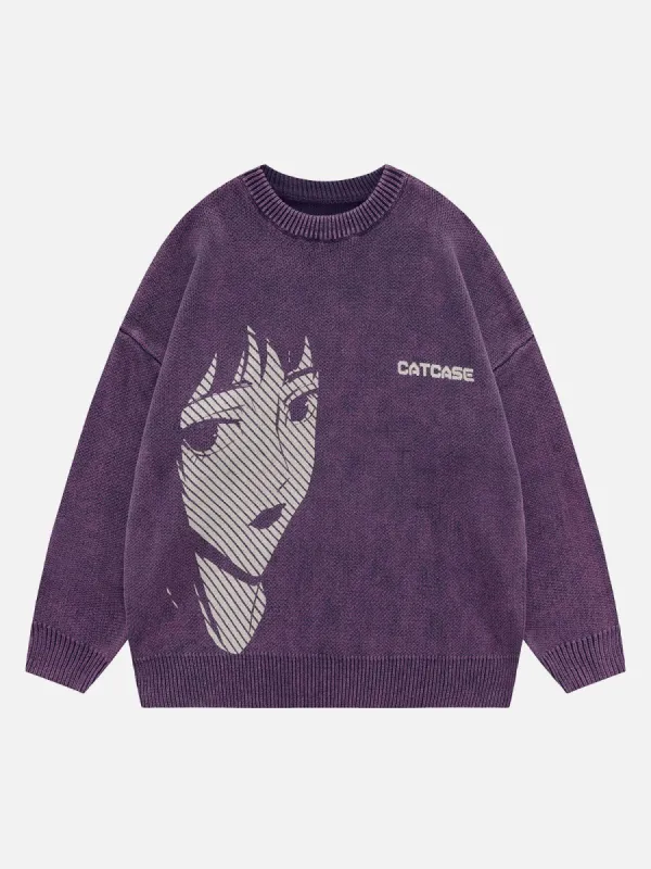Anime Girl Print Pullover Sweater sold by Yugen Theory