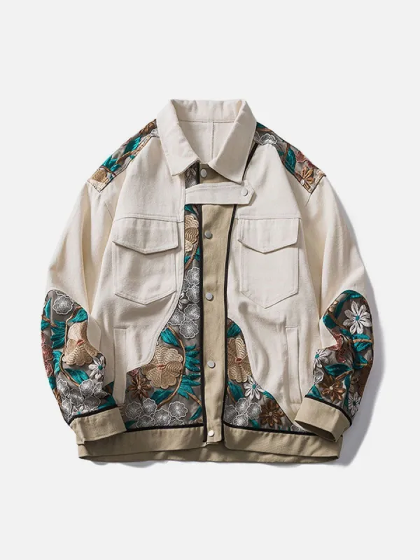 Vintage Flower Embroidery Stitching Jacket sold by Yugen Theory