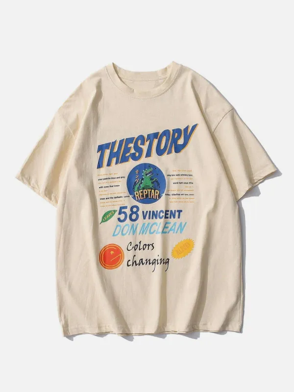 Vintage Letter Pattern Printing Oversized T-Shirt sold by Yugen Theory