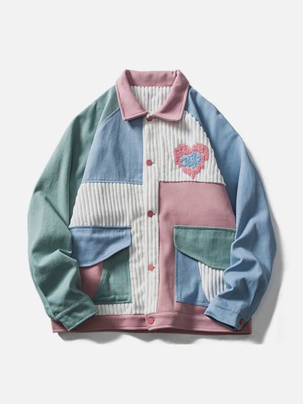 Corduroy Color Block Jacket sold by Yugen Theory
