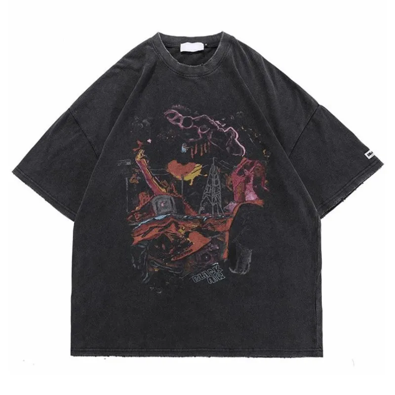 BLACK AIR Destruction Washed Cotton Oversize T-Shirt sold by Yugen Theory