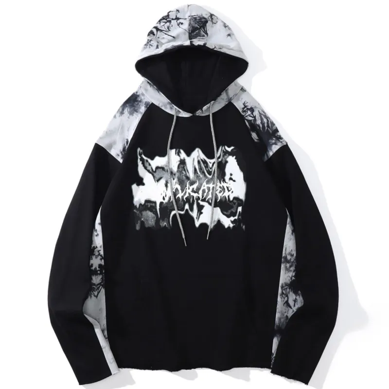 Ink Tie-dye Stitching Oversized Washed Hoodie sold by Yugen Theory