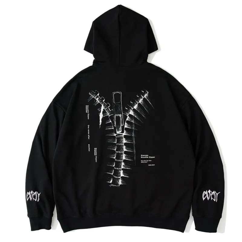 Bone Zipper Print Hoodie sold by Yugen Theory
