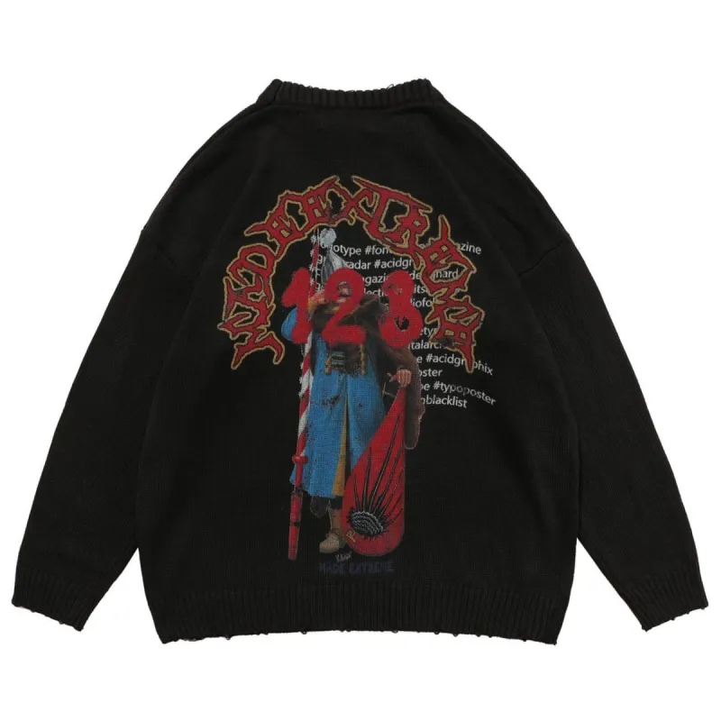 Dark Character Graffiti Knitted Sweater sold by Yugen Theory