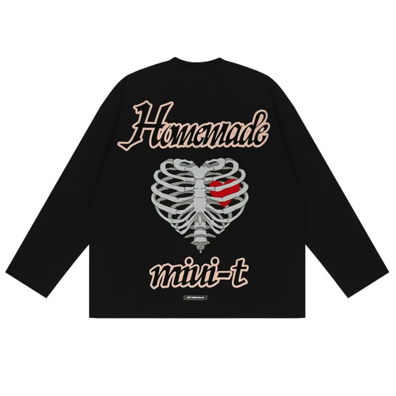 Dark Skull Love Print Oversized Sweatshirt sold by Yugen Theory