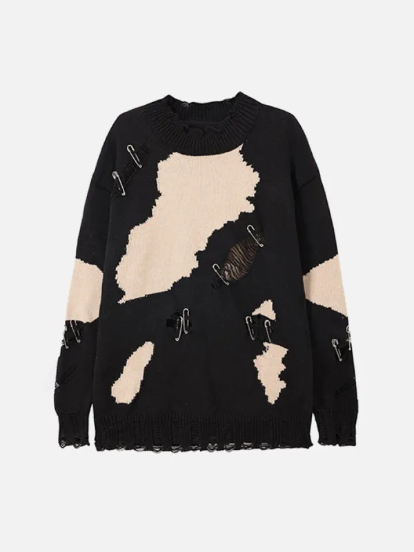 Tie-dye Pins Hole Sweater sold by Yugen Theory