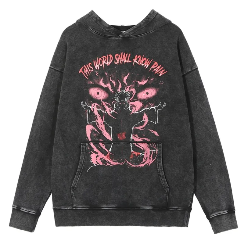 Pain Retro Washed Oversized Hoodies sold by Yugen Theory