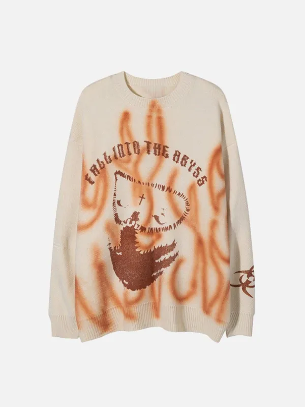 Graffiti Flame Knit Sweater sold by Yugen Theory