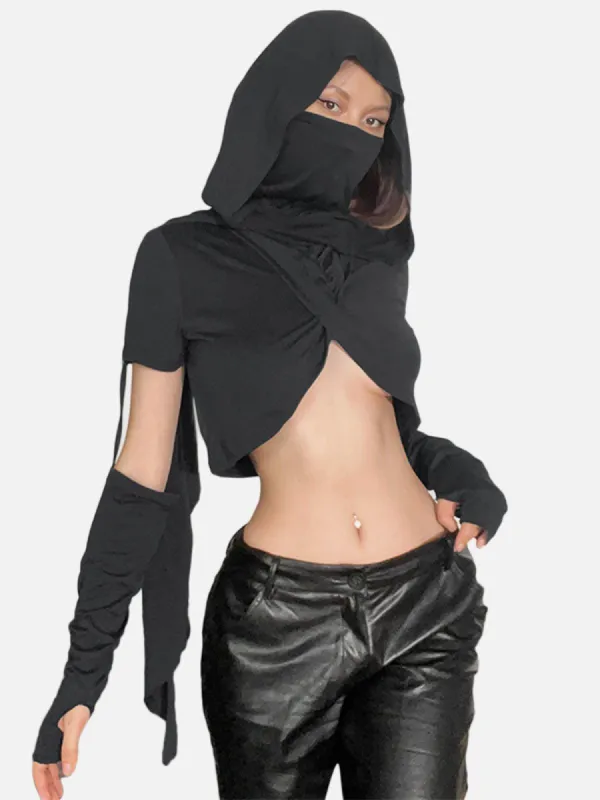 Irregular Hooded Long Sleeve T Shirt sold by Yugen Theory