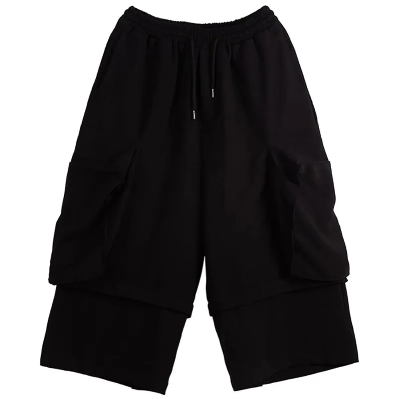 Dark Patchwork Fake Two Oversized Ankle-length Pants sold by Yugen Theory