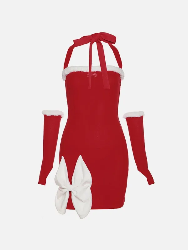 Large Bow Halter Neck Backless Dress sold by Yugen Theory