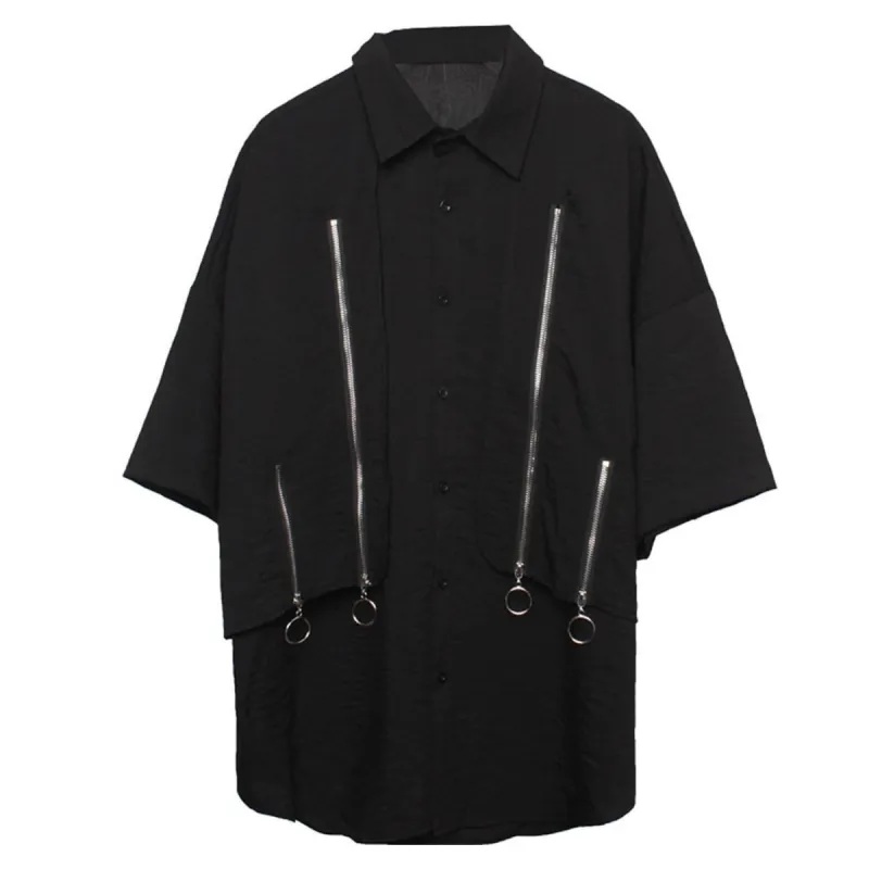 Dark Personalized Zipper Patchwork Shirt sold by Yugen Theory