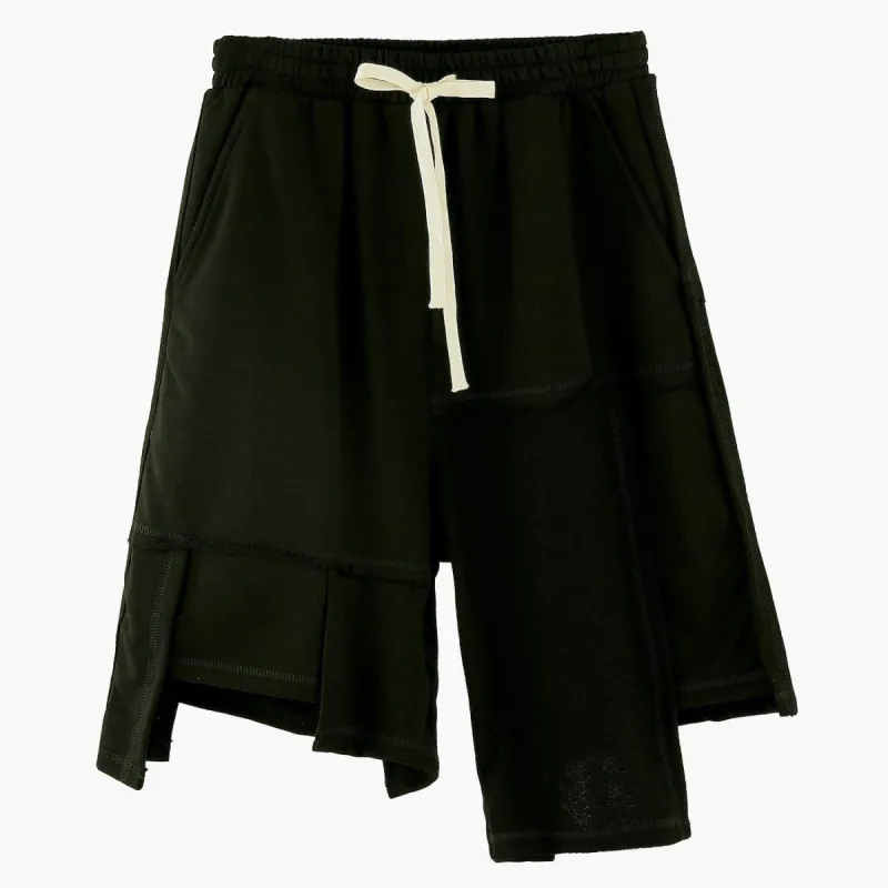 Dark Irregular Patchwork Cotton Shorts sold by Yugen Theory