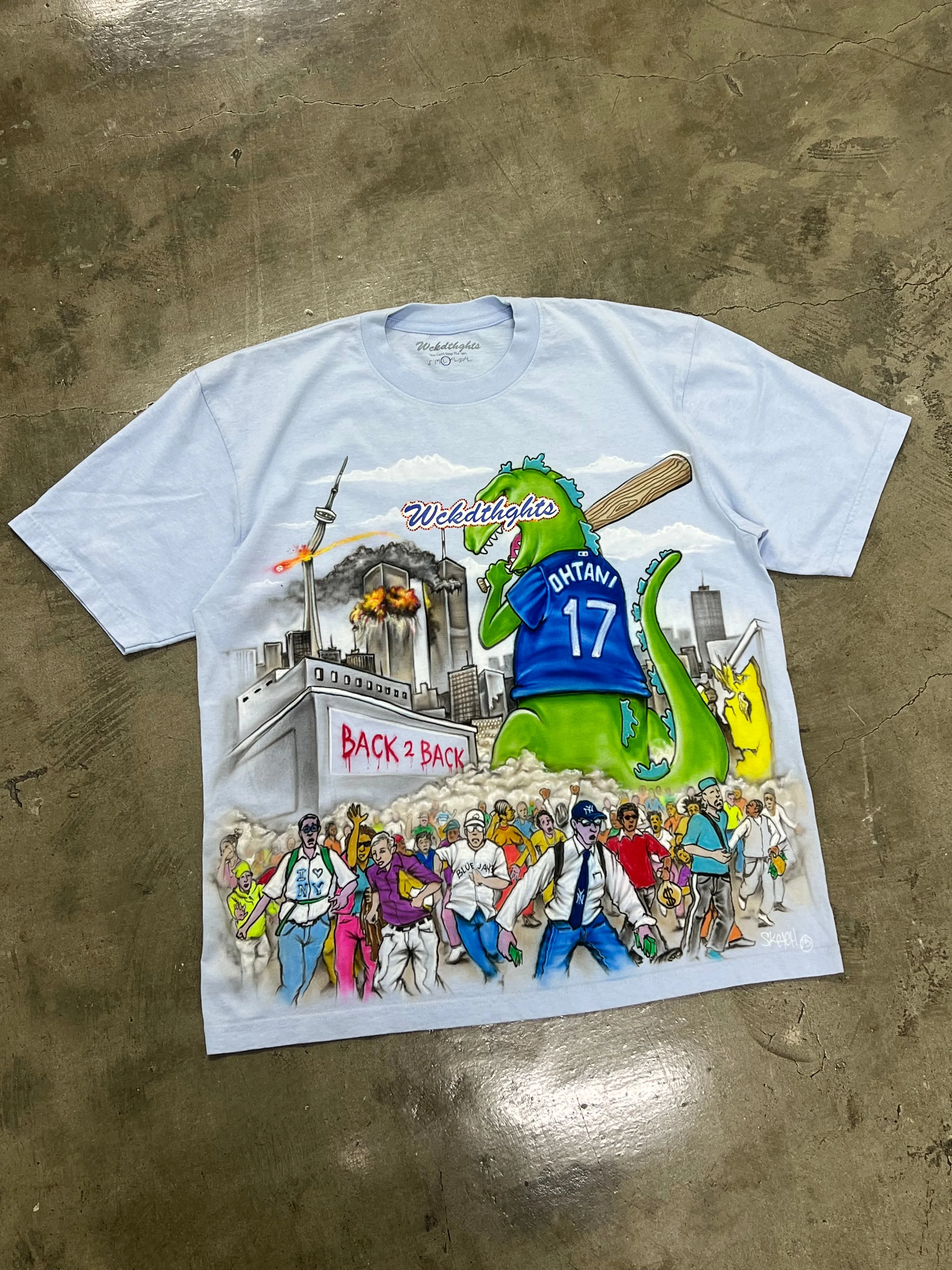 BACK 2 BACK WORLD CHAMP S/S (SKY BLUE) sold by Wckdthghts