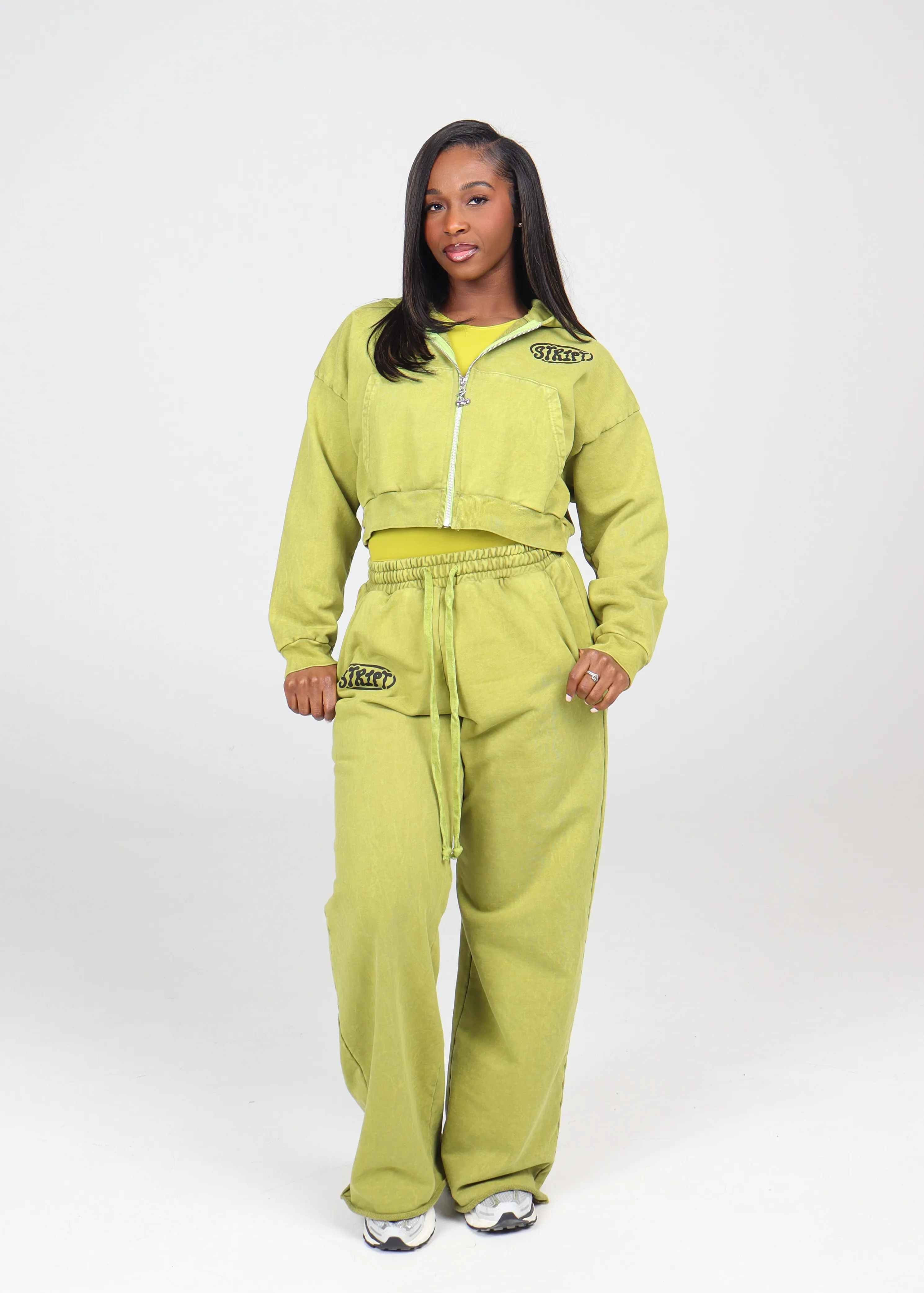 COZY CROP ZIP + FLARE SWEATS BUNDLE KIWI sold by Stript product image thumbnail 5