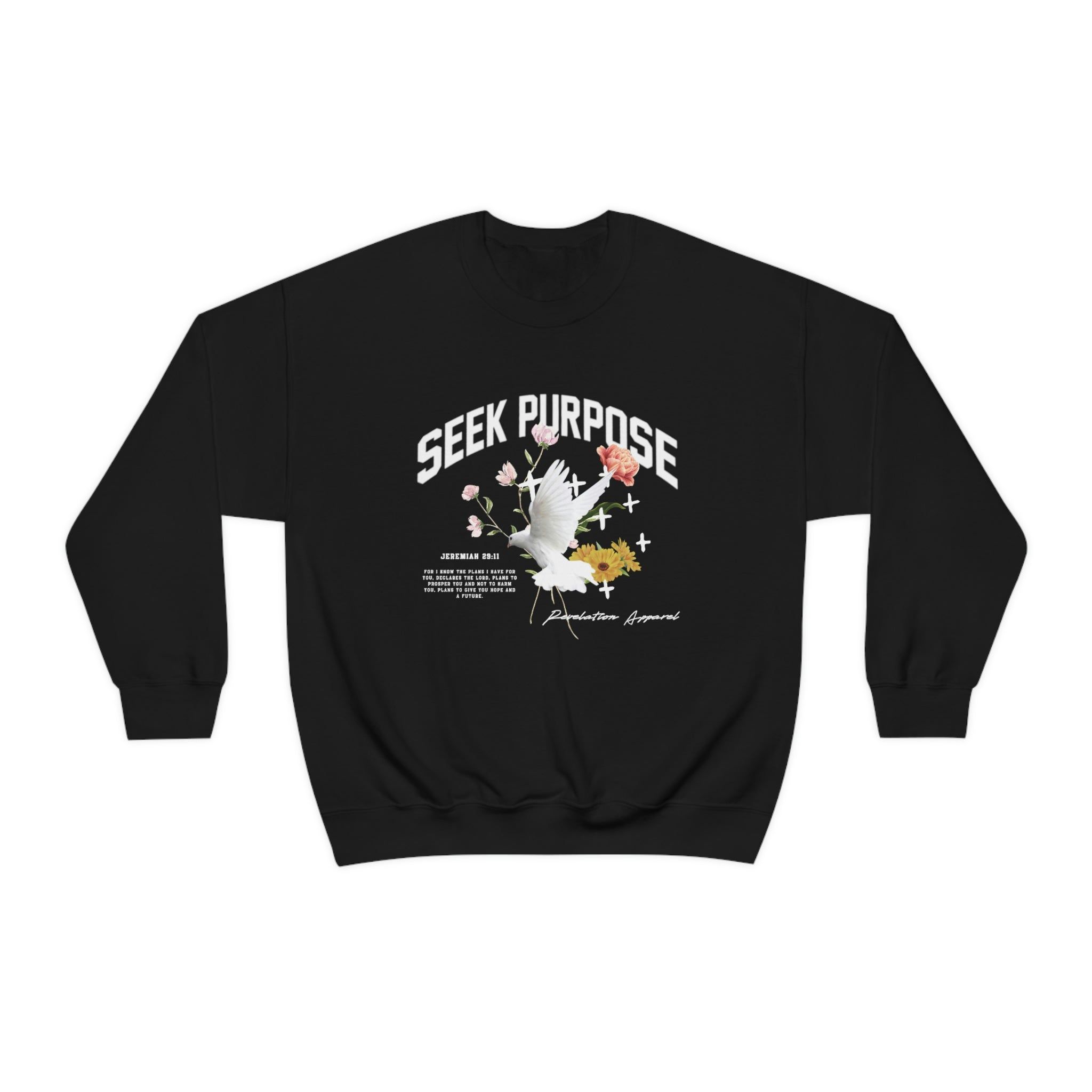 Jeremiah 29:11 "PURPOSE" Crewneck - Black sold by Revelation Apparel