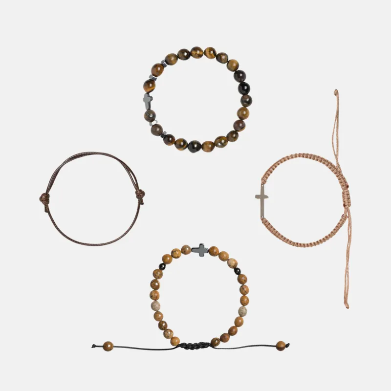 Brown Cross Bracelet 4-pack sold by Revelation Apparel